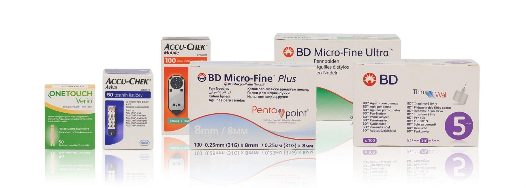 Import Diabetes Produkte - Pen Nadeln BD Micro-Fine, Thin Wall - Teststreifen OneTouch Verio, Roche Accu-Chek, Blutzucker Messgerät Mobile